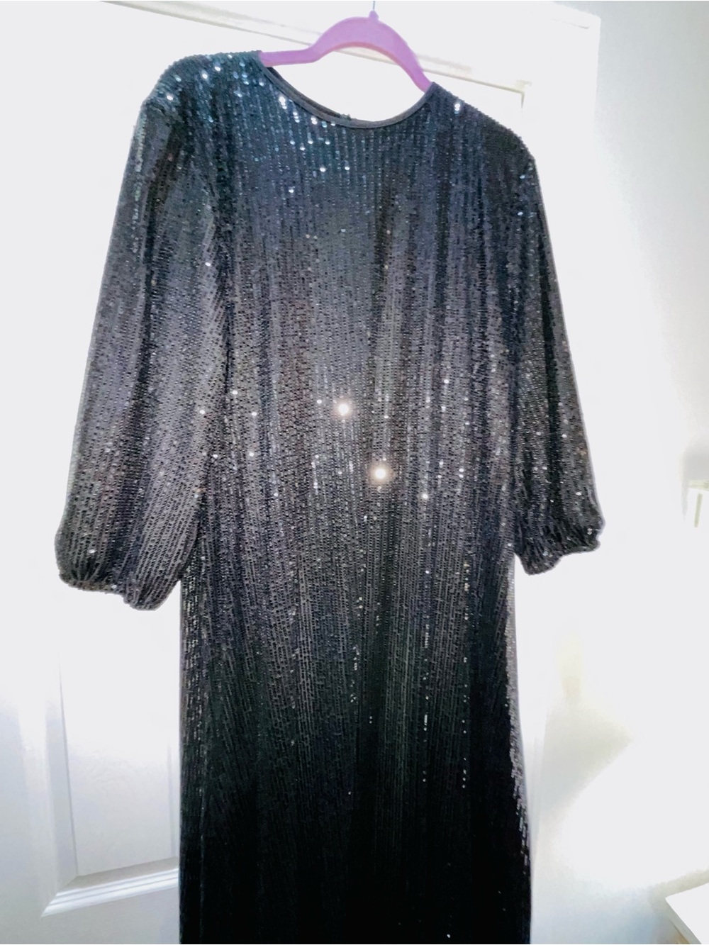 Black Sequin Long Sleeve Evening Dress - Picture 10 of 12